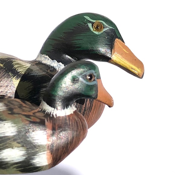 Pacific Rim Carvers Set 2 Miniature Ducks Mallard Mother and Duckling handmade - Picture 12 of 16